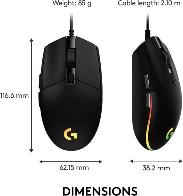 Dimensi Logitech G102 V2 Black Gaming Mouse