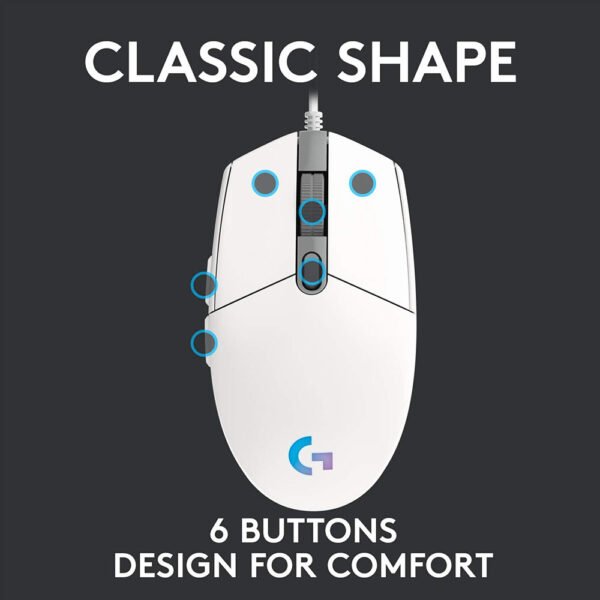 6 tombol programmable Logitech G102 V2 White Gaming Mouse