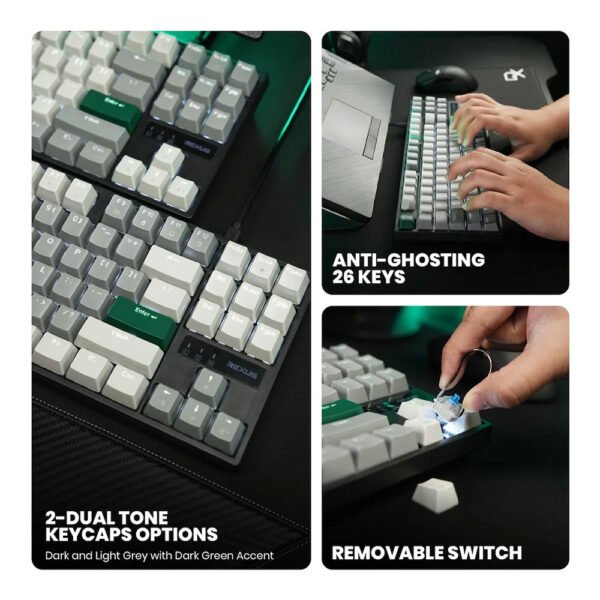 Rexus Heroic KX4 V2 Dark Grey Mechanical Keyboard Removable Switch